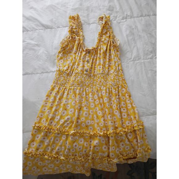 Yellow Floral Sun Dress Size Large - Picture 4 of 5